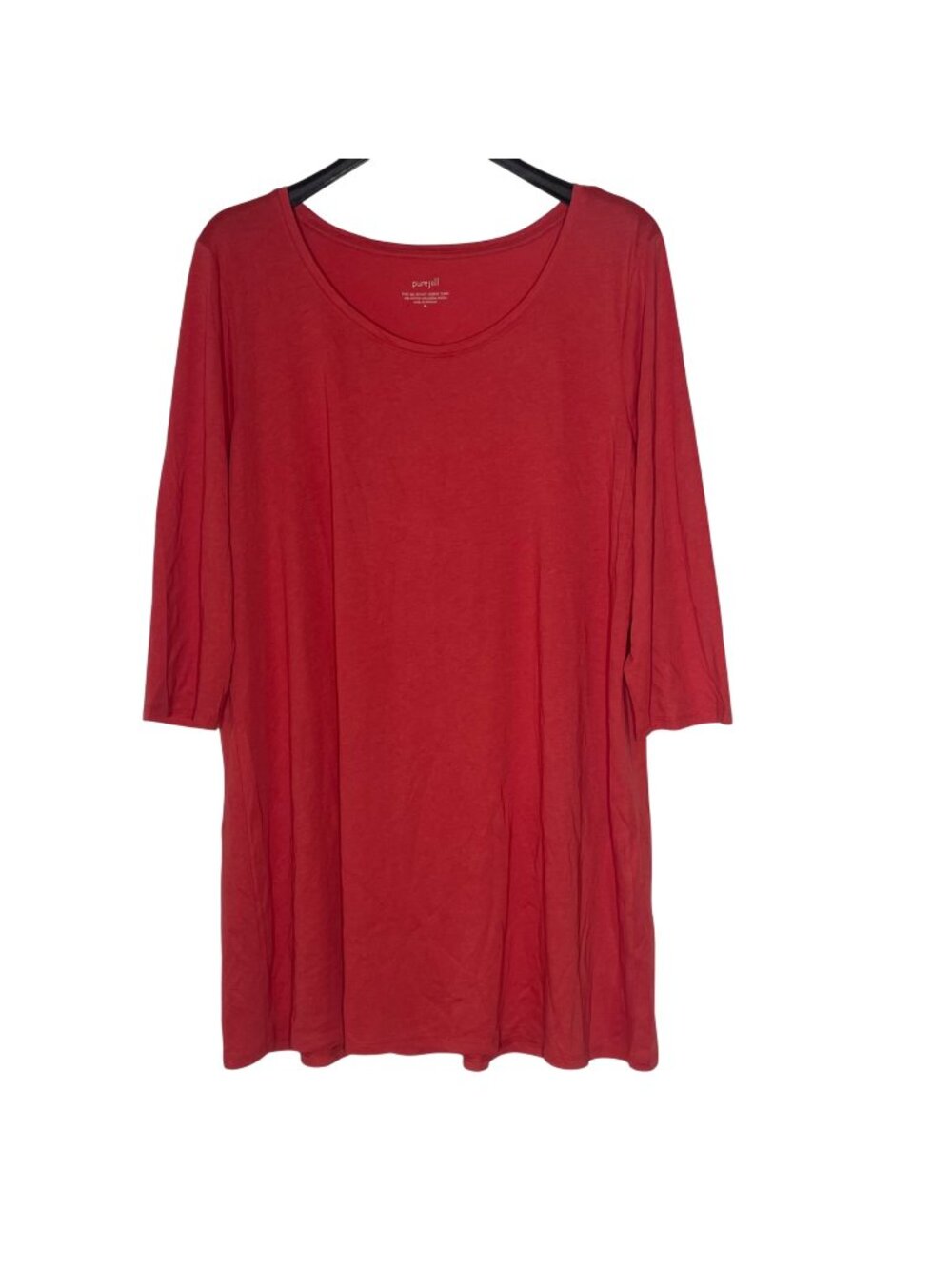 Pure Jill Ballet Sleeve Tunic Carmine Red Sz XL Cotton Rayon Stretch Minimalist